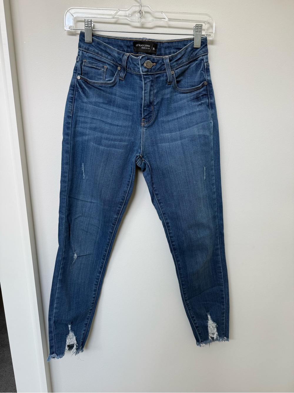 Just Black Distressed Ankle Skinny Jeans - Dark Blue Wash